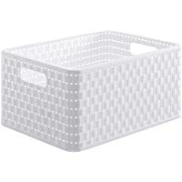 Rotho Country- Caja de almacenamiento de 18l en aspecto de ratán- Plástico PP sin BPA- blanco- A4- 18l 36.8 x 27.8 x 19…